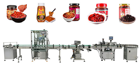 全自動辣椒醬灌裝機-雙頭醬料灌裝生產線